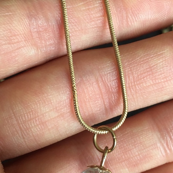 Vintage Gold Tone Clear Rock Necklace - Picture 4 of 10